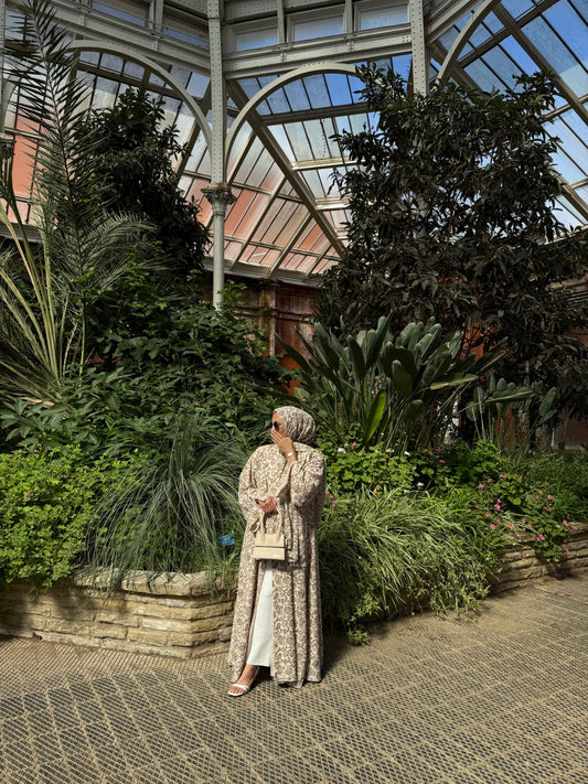 Lamia - Floral abaya (Olive)
