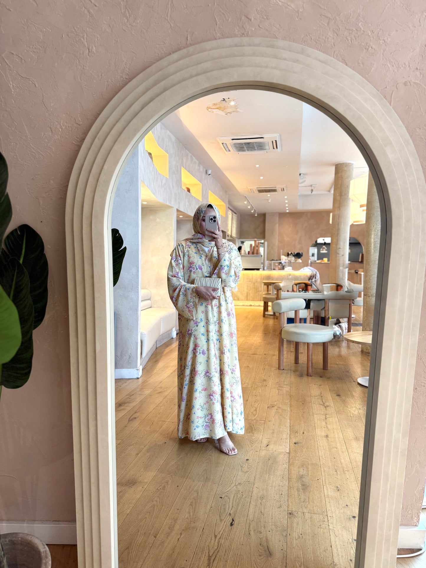 Lamia - Floral abaya (Yellow)