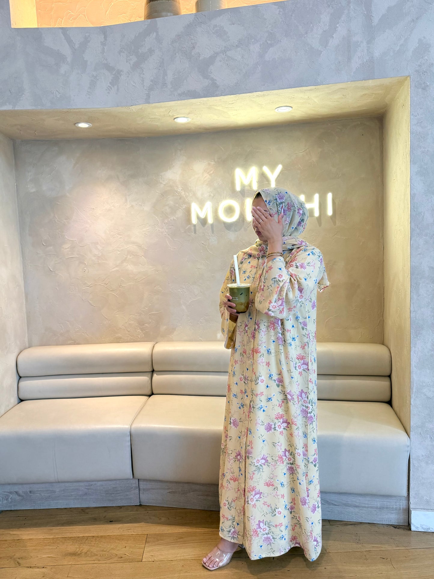 Lamia - Floral abaya (Yellow)