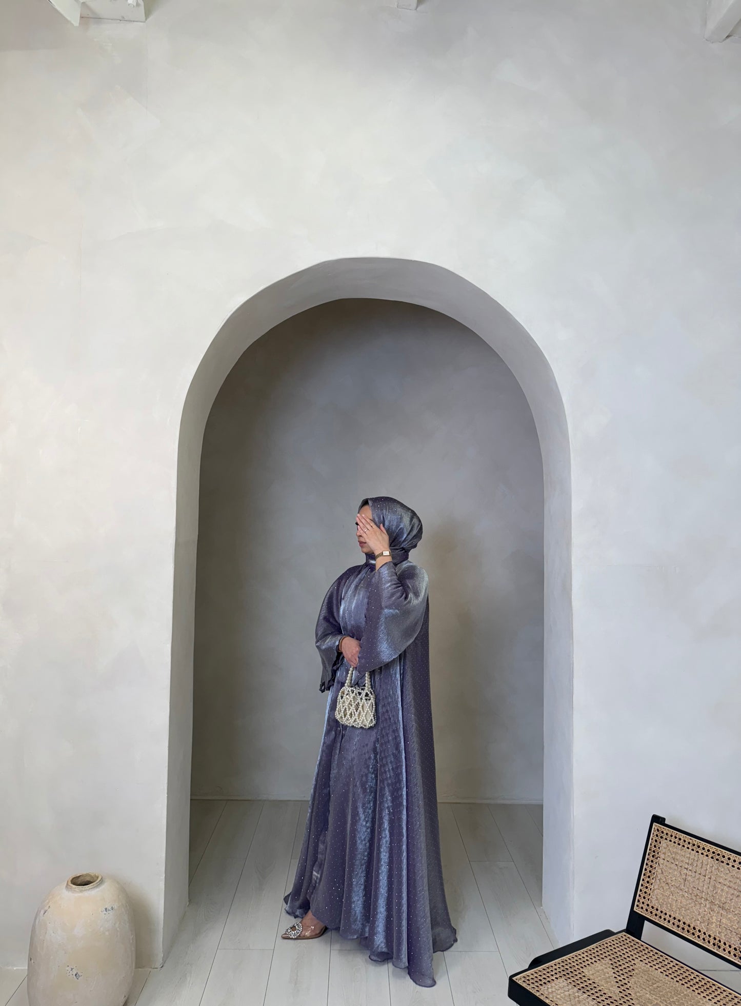 Bella - Flowy open abaya (Lilac)