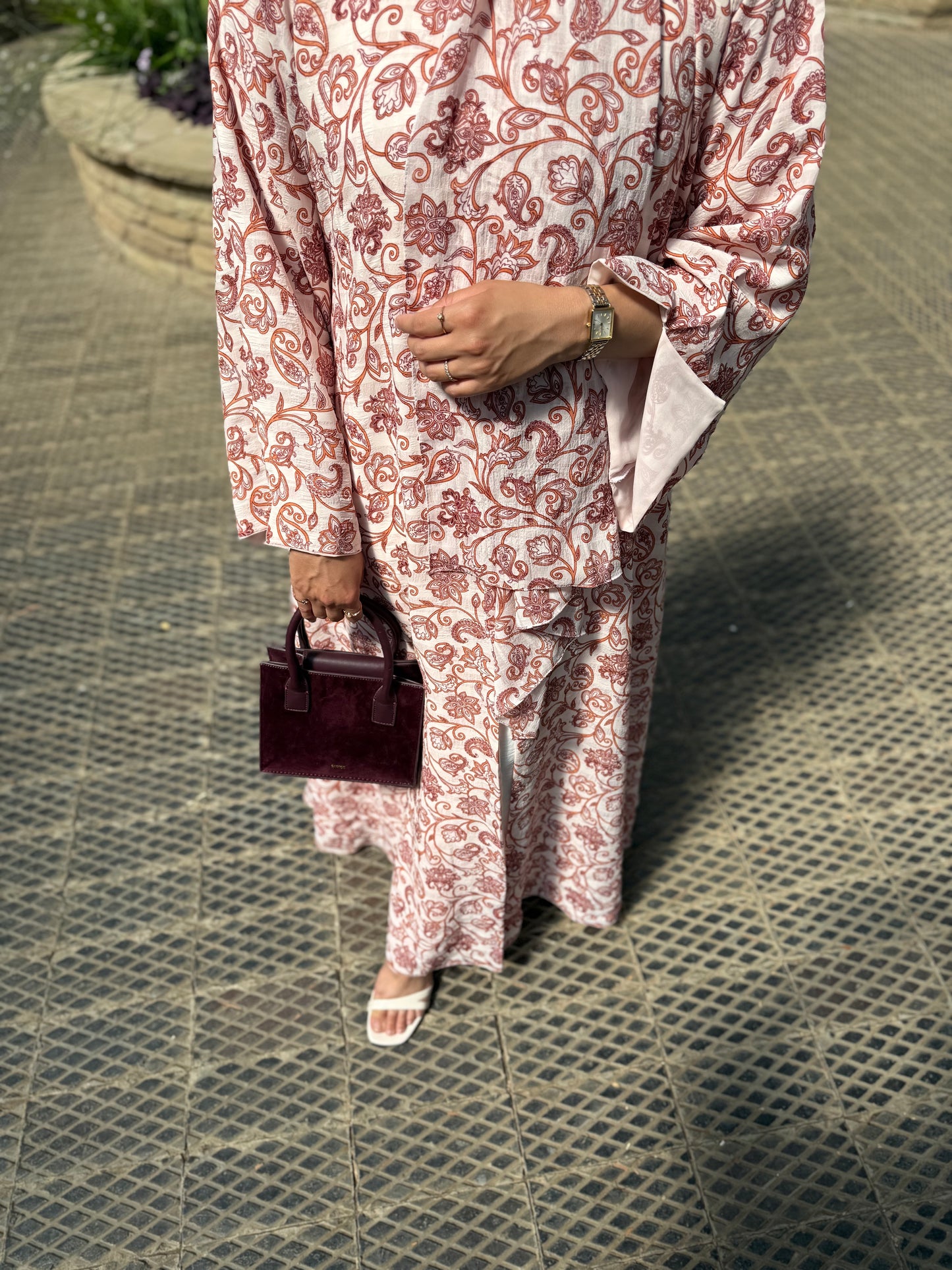 Lamia - Floral abaya (Orange)