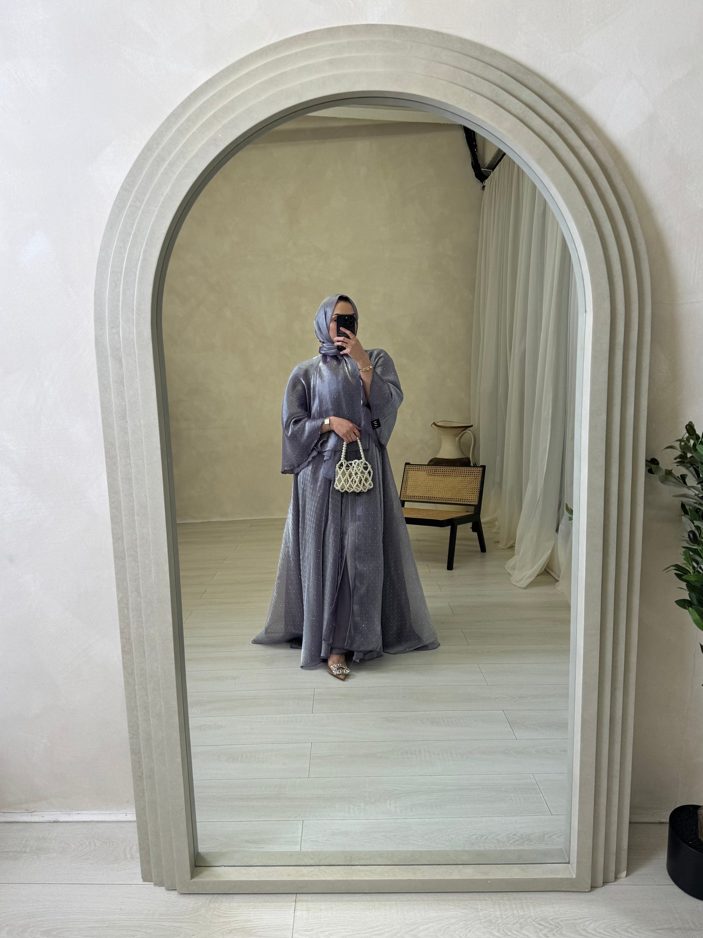 Bella - Flowy open abaya (Lilac)