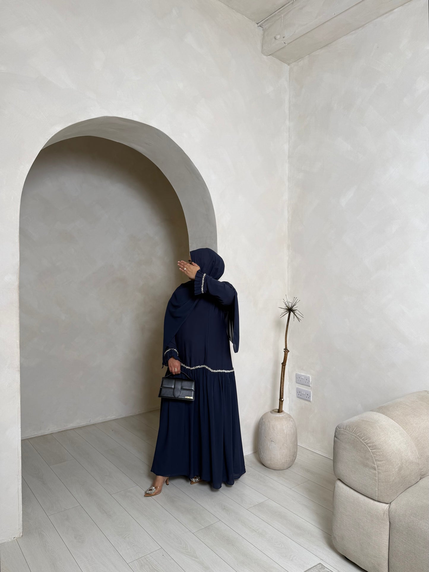 Sofiana - Pleated Oversized Dress (Navy)