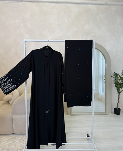 Alia - Embellished sleeve abaya (Black)