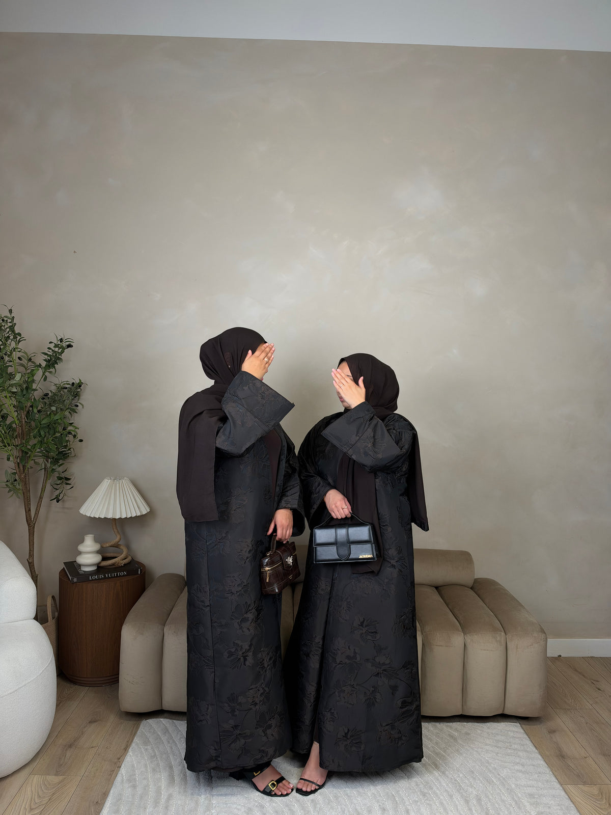 Amelia 2.0 - Oversized Jacquard Abaya (Espresso)