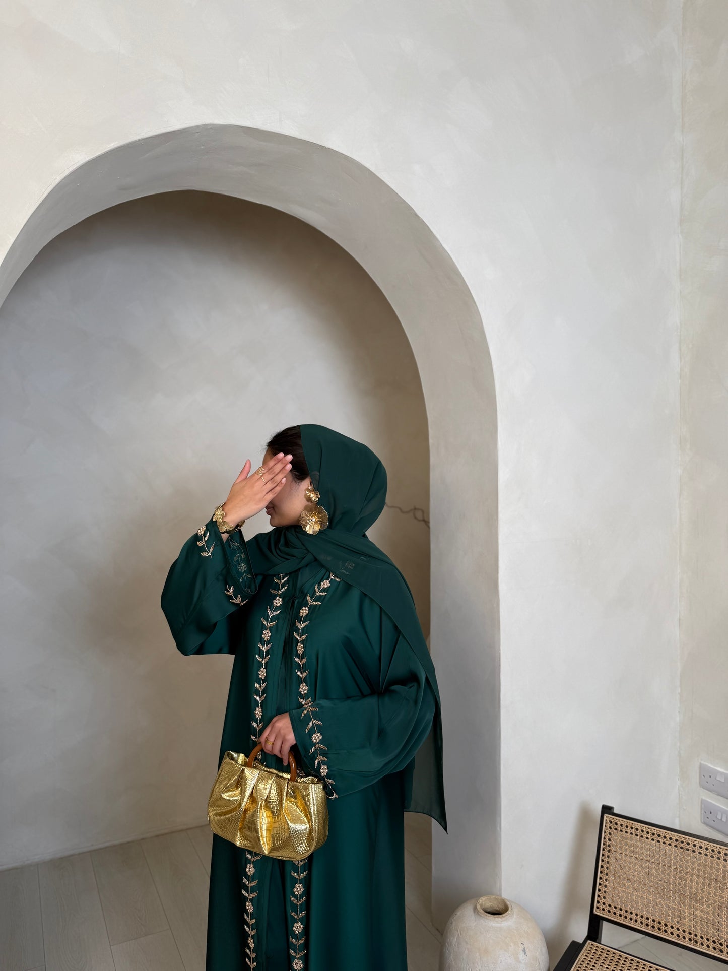 Dana - Embellished abaya (Emerald)