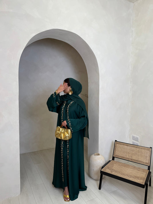 Dana - Embellished abaya (Emerald)