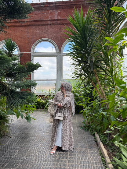 Lamia - Floral abaya (Olive)