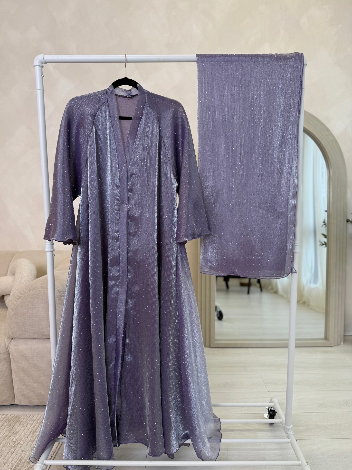 Bella - Flowy open abaya (Lilac)