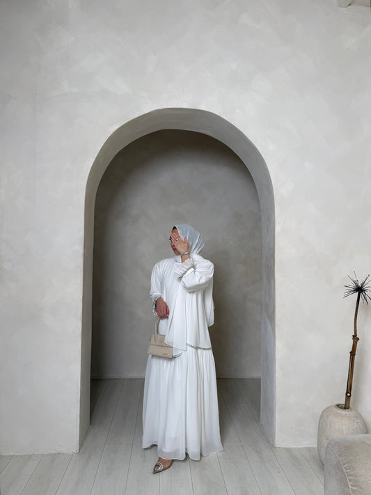 Sofiana - Pleated Oversized Dress (White)