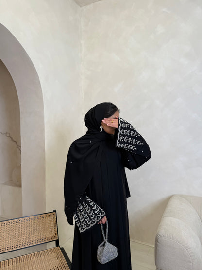 Alia - Embellished sleeve abaya (Black)
