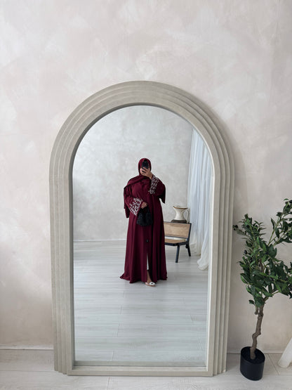 Alia - Embellished sleeve abaya (Maroon)