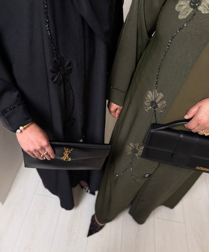 Mira - Embellished Abaya (Olive)
