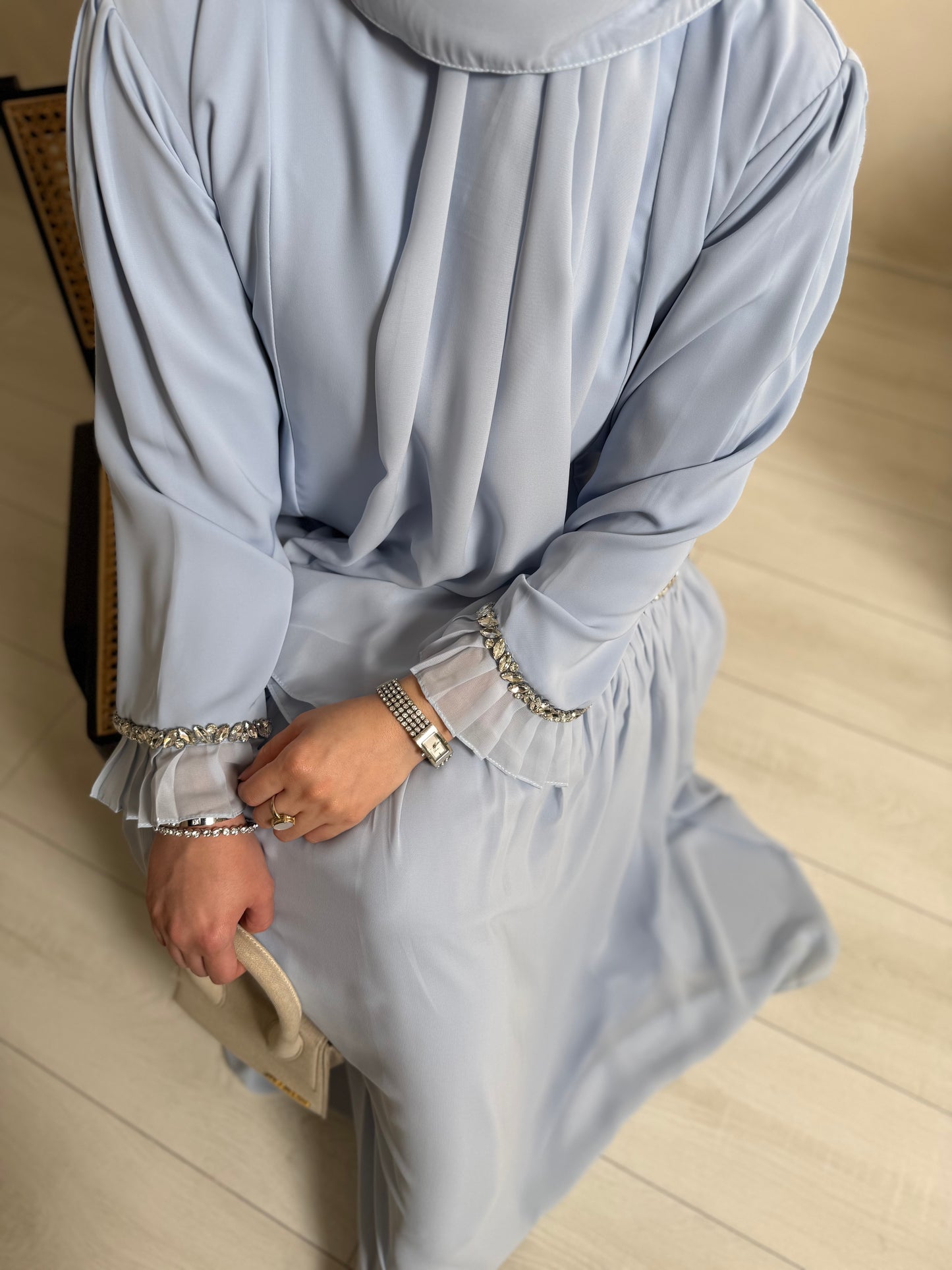 Sofiana - Pleated Oversized Dress (Baby Blue)