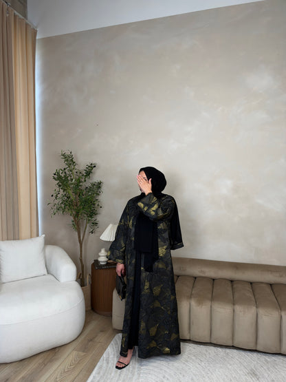 Amelia - Jacquard Abaya (Black)