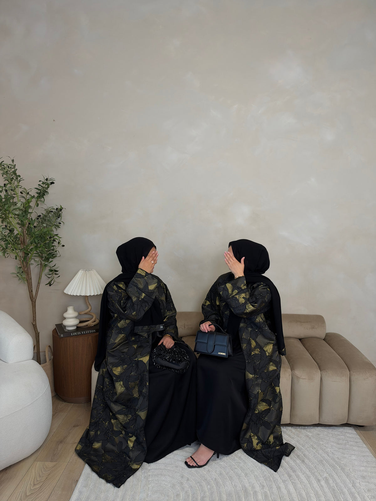 Amelia - Jacquard Abaya (Black)