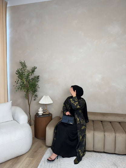 Amelia - Jacquard Abaya (Black)