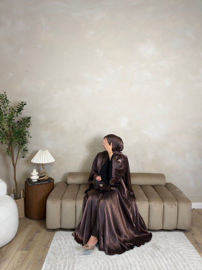 Dalia - Flowy open abaya (Mocha)