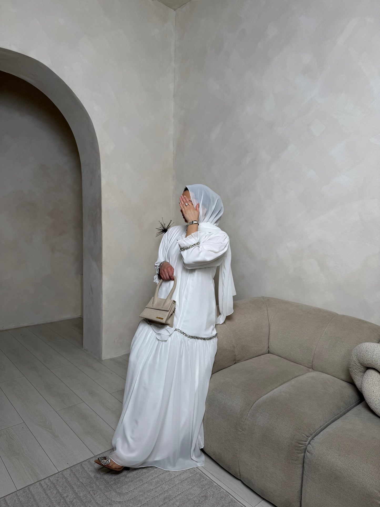 Sofiana - Pleated Oversized Dress (White)