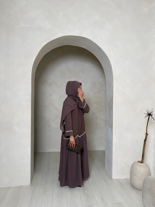 Sofiana - Pleated Oversized Dress (Mocha)