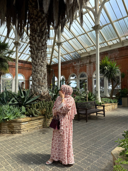 Lamia - Floral abaya (Orange)