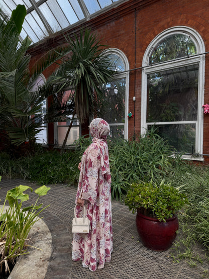 Lamia - Floral abaya (Pink Blossom)