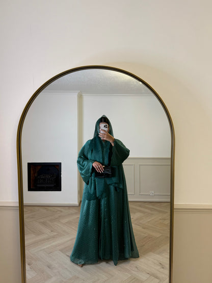 Bella - Flowy open abaya (Emerald)