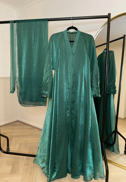 Bella - Flowy open abaya (Emerald)