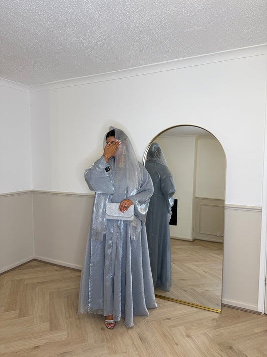 Bella - Flowy open abaya (Grey)