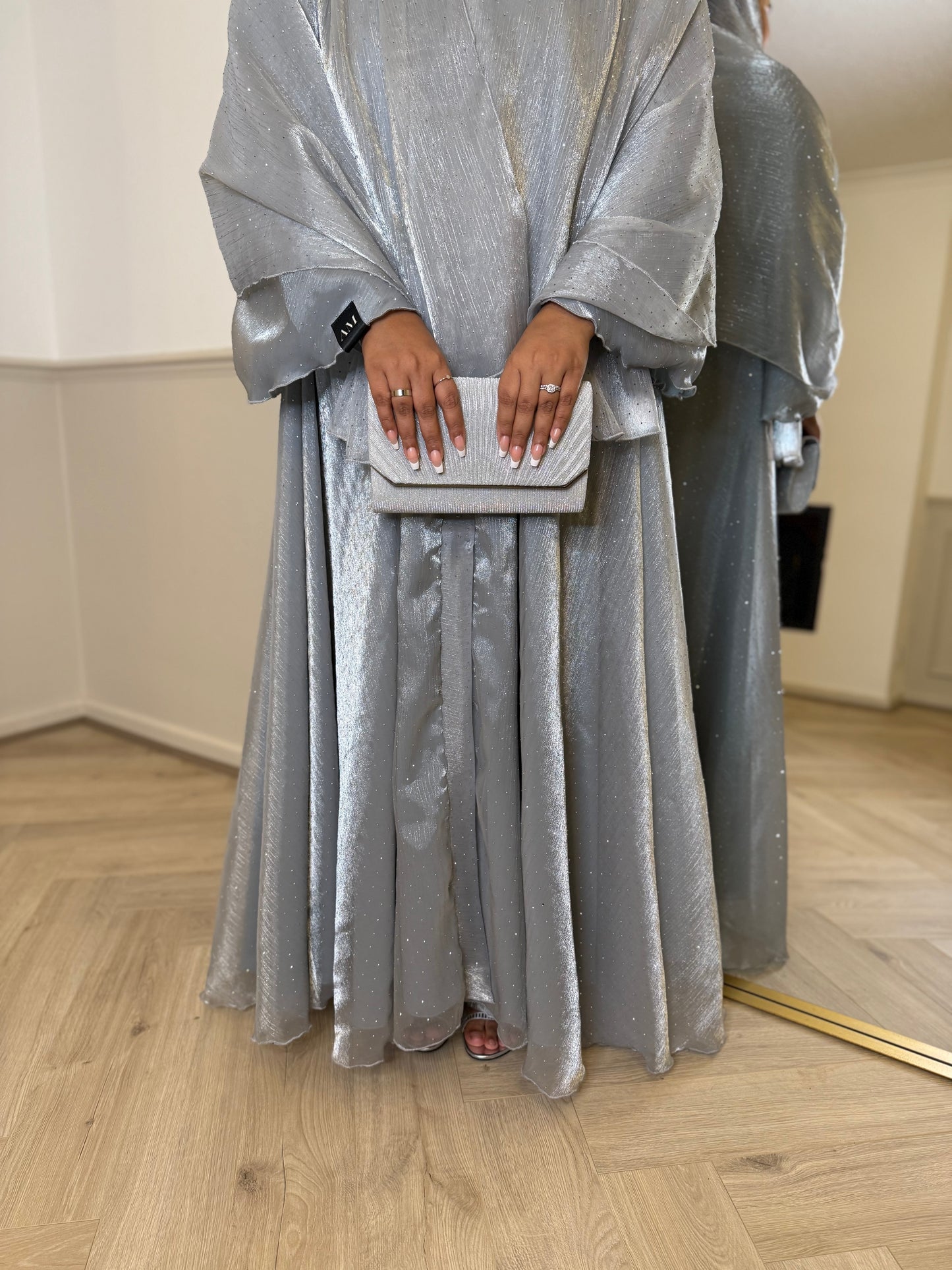 Bella - Flowy open abaya (Grey)