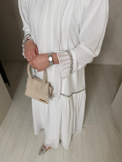 Sofiana - Pleated Oversized Dress (White)