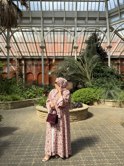 Lamia - Floral abaya (Orange)