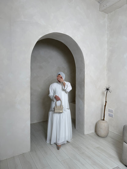 Sofiana - Pleated Oversized Dress (White)