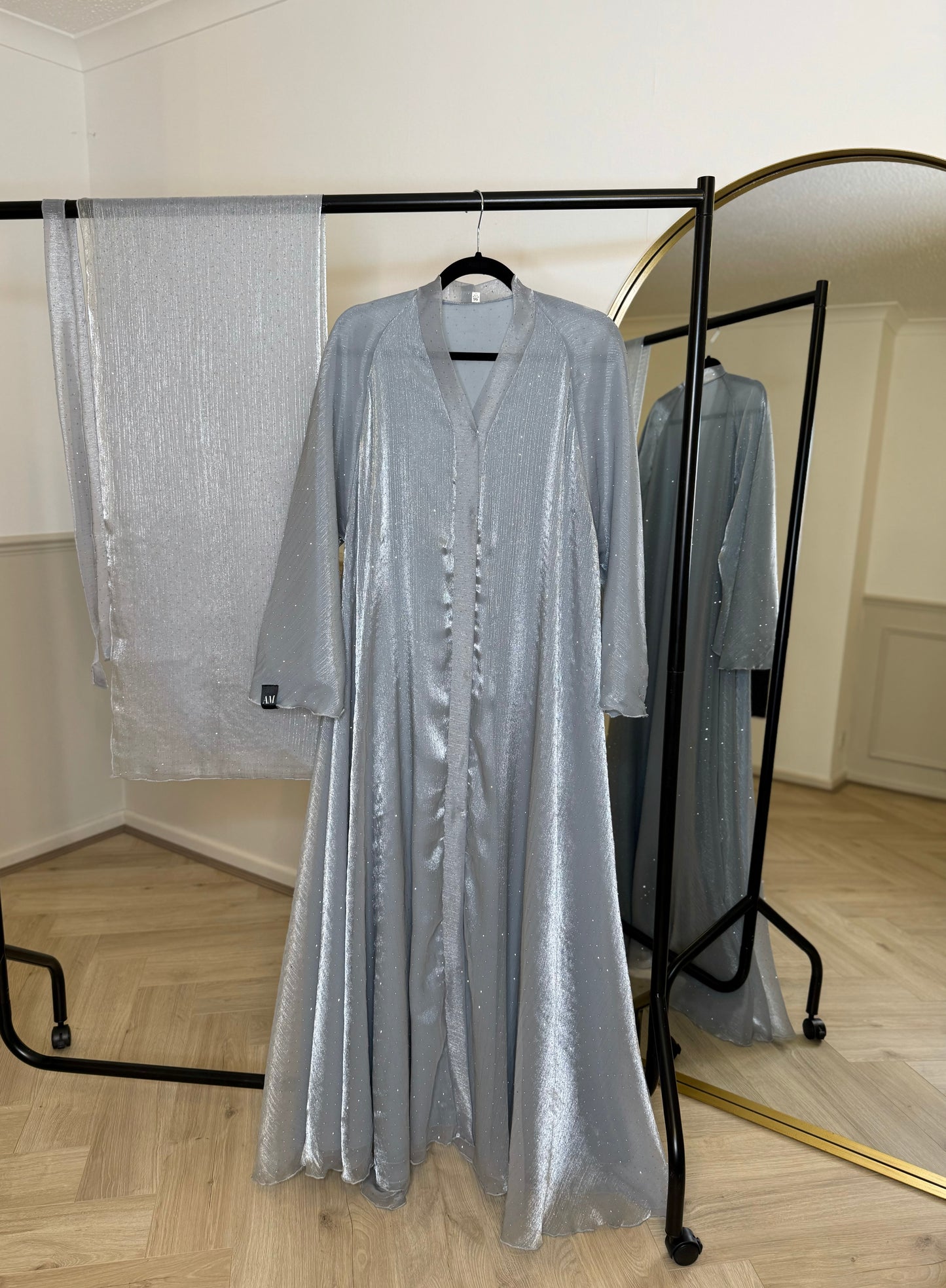 Bella - Flowy open abaya (Grey)