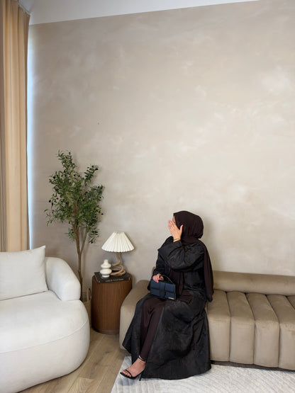 Amelia 2.0 - Oversized Jacquard Abaya (Espresso)
