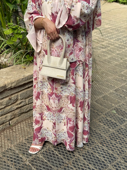 Lamia - Floral abaya (Pink Blossom)