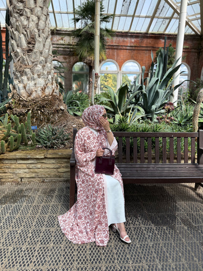 Lamia - Floral abaya (Orange)