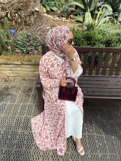 Lamia - Floral abaya (Orange)