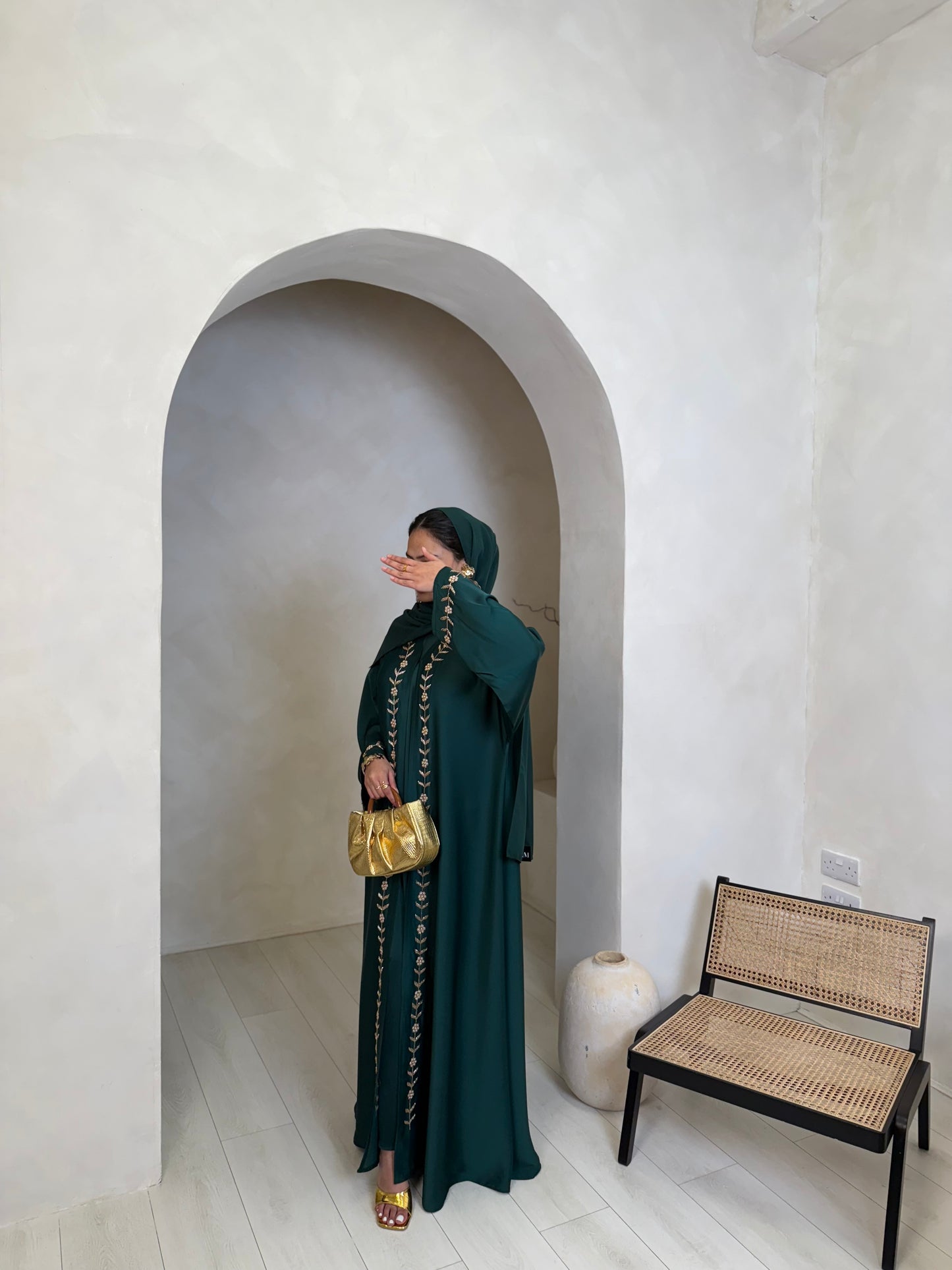 Dana - Embellished abaya (Emerald)