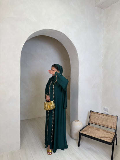 Dana - Embellished abaya (Emerald)